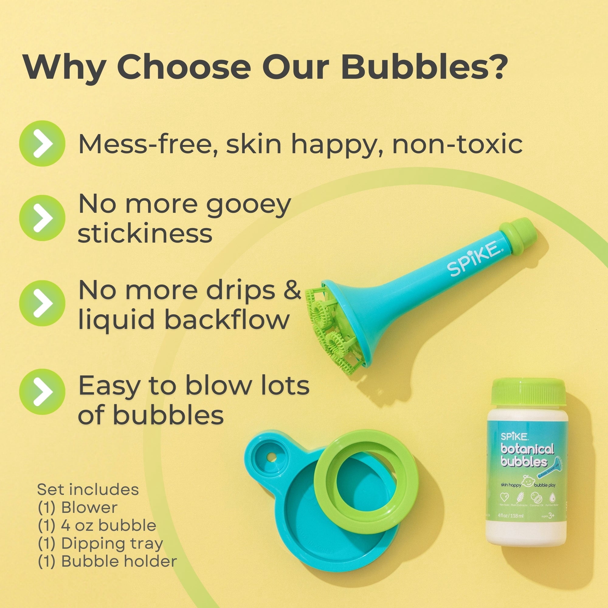 Innobaby Spike Bubble Blower with 4 oz Bubble Solution and Dipping Tray - Aqua Color