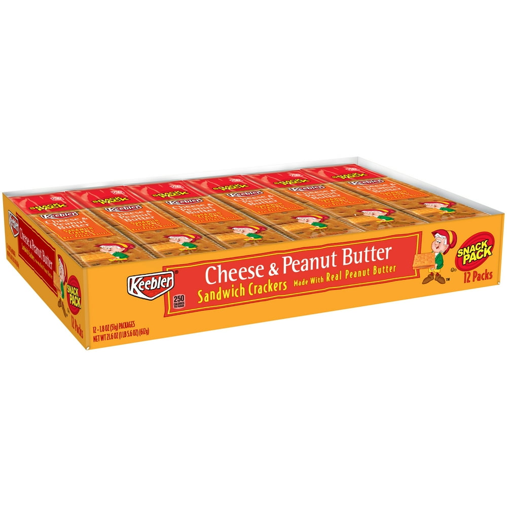Keebler, Sandwich Crackers, Cheese and Peanut Butter, Snack Pack, 21.6