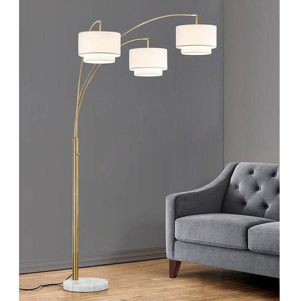 HomeGlam Broadway 3light 4way Switch Arch Floor Lamp Antique Brass