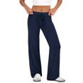 thumbnail image 2 of Pajama Pants for Women Soft Wide Leg Pants Flowy Comfy Casual Lounge Yoga Capri Pants 28" 29" Inseam Navy S, 2 of 6