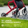 thumbnail image 4 of MaxKare Déambulateur à Roulettes avec Roues Tout-Terrain de 10”, Poignée Réglable à 8 Niveaux, Déambulateur Pliable pour Aînés avec Siège et Dossier, Rouge, 4 of 13