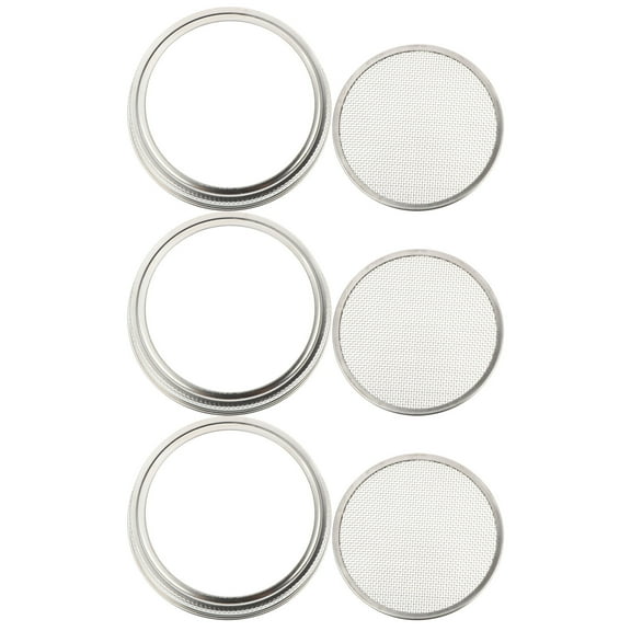 FOLOYORI 3 Pcs Strainer Lid for Mason Jars Wide Mouth Sprouting Lid Stainless Steel Silver 8.60X8.60X0.20CM