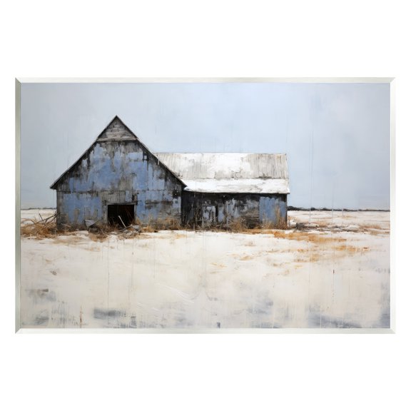 Stupell Industries Winter Country Barn Landscape Painting Unframed Art Print Wall Art, 19 x 13