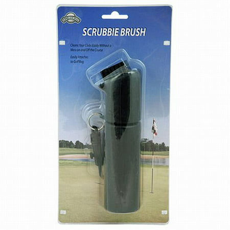 On Course Scrubbie Brush (Black, Easily Attaches to Golf Bag)