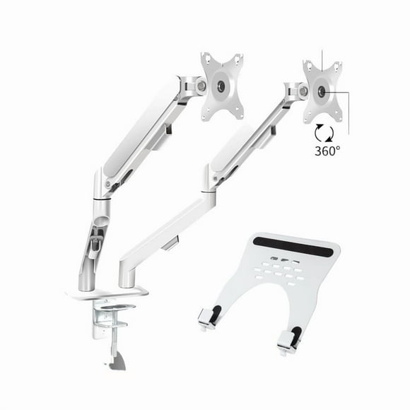 Monitor Arm + Laptop Holder, Full Motion Stand For 10-16" Laptops And 13-32" Computers LED LCD Screen Supports Tilt And Rotation ,Easy to Use