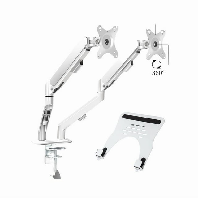 Monitor Arm + Laptop Holder, Full Motion Stand For 10-16" Laptops And 13-32" Computers LED LCD Screen Supports Tilt And Rotation ,Easy to Use