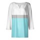thumbnail image 4 of Fiudx Ofertas Flash Del Día Blusas Estampadas con Bloques de Color Informales para Mujer, Top con Cuello En V y Botones, Manga 3/4, Hombro a Manga, 4 of 5