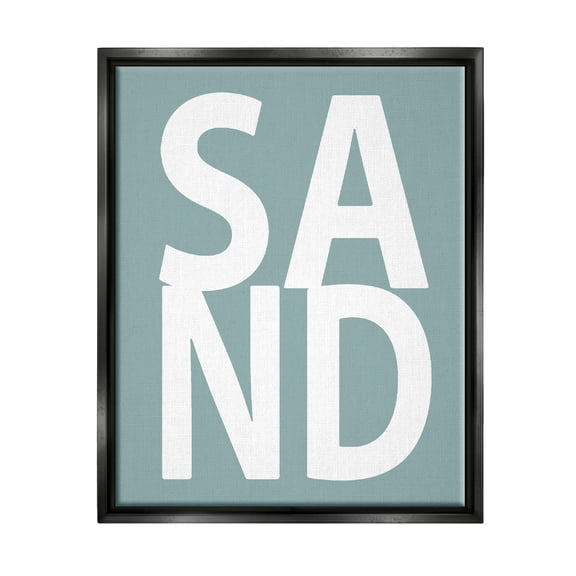 Stupell Sand Phrase Summertime Beach Landscape Painting Black Floater Framed Art Print Wall Art