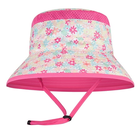 

Binmer Toddler Kids Summer Hat Flowers Print Outdoor Children Neck Guard Sun Beach Cap