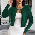 thumbnail image 2 of LEKODE Women Cropped Long Sleeve Button Down Soft Knit Cover Up Lightweight Crew Neck Bolero Shrug Casual Layering Cardigan D L, 2 of 5