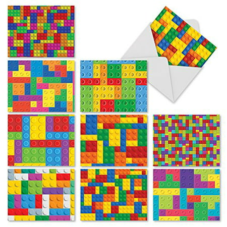 'M2068 BLOCK LETTERS' 10 Assorted Thank You Notecards Feature Kids' Favorite Building Blocks with Envelopes by The Best Card