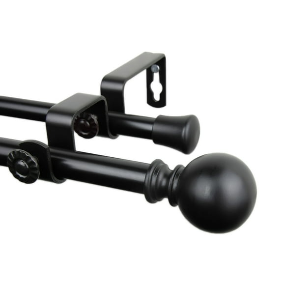 Luna Double Curtain Rod 28-48 inch - Black