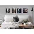 thumbnail image 2 of London City Wall Art 4 Piece Paris Skyline Landscape Canvas Paintings Decor 12x12" Sunset Building Cityscape Panoramic Pictures Modern Artwork for Living Room Bedroom Bathroom Office Home Decorations, 2 of 7