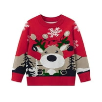 bbymog Girls Sweaters Size 7-8 Christmas Crewneck Long Sleeve Pullover Tops Winter Warm Knitted Sweater for Girls Red-4 7 Years