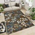 thumbnail image 2 of Brown Blue Interlaced Leaves Area Rug Non-Shedding & Stain Resistant Carpet For Living Room, Office Bedroom Children's Bedroom Decoration, 2 of 7