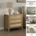 thumbnail image 6 of Surmoby Oak Boho 3-Drawer Nightstand Set of 2 - Extra Wide Storage Night Stand with Gold Handles Large&Tall Bed Side Table for Bedroom Living Room Enterway, 6 of 11