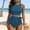 Blue, variant on Women's Solid Modest Two Piece Bikini Set Bow Tied Halter Top & High Waisted Bottoms Modest Swimsuit for Beach and Pool