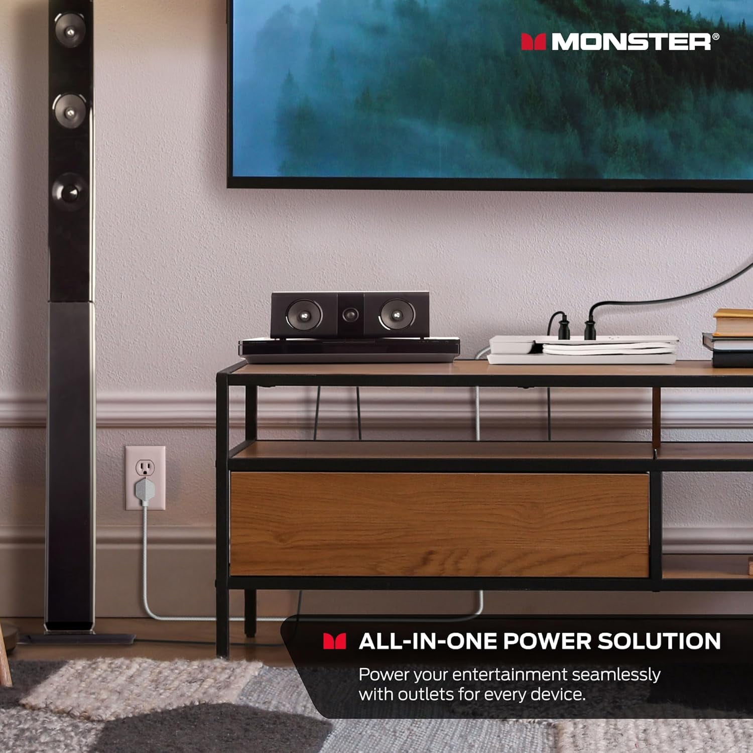 Monster Power Center Vertex XL: Surge Protector Power Strip, 10 AC Outlets, 2 USB-A, 1 USB-C (20W)