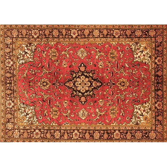 Ahgly Company Indoor Rectangle Medallion Orange Traditional Area Rugs, 2' x 4'