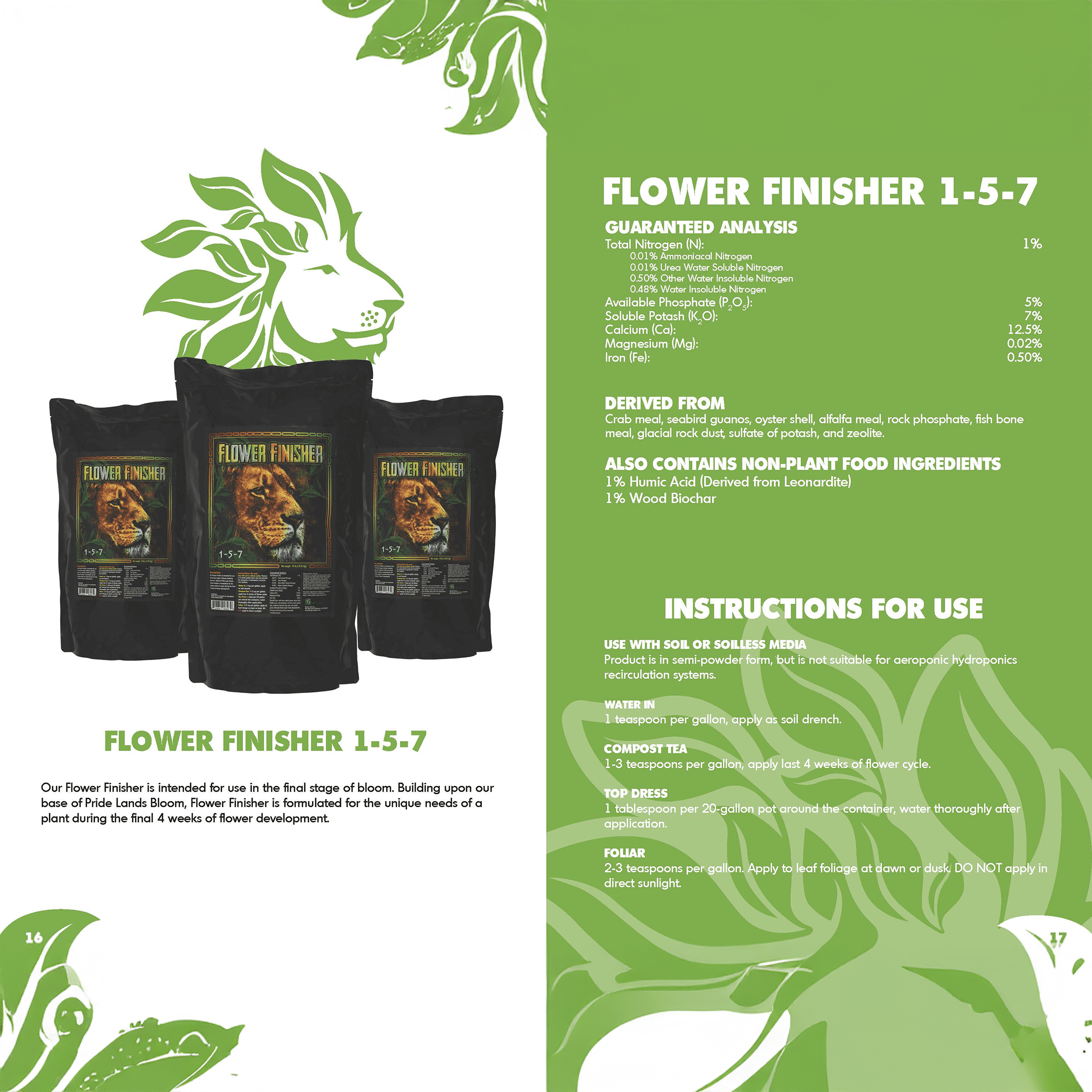 Flower Finisher - Fertilizer for Final Stages of Flower Growth - 35 lb Bucket by GreenGro