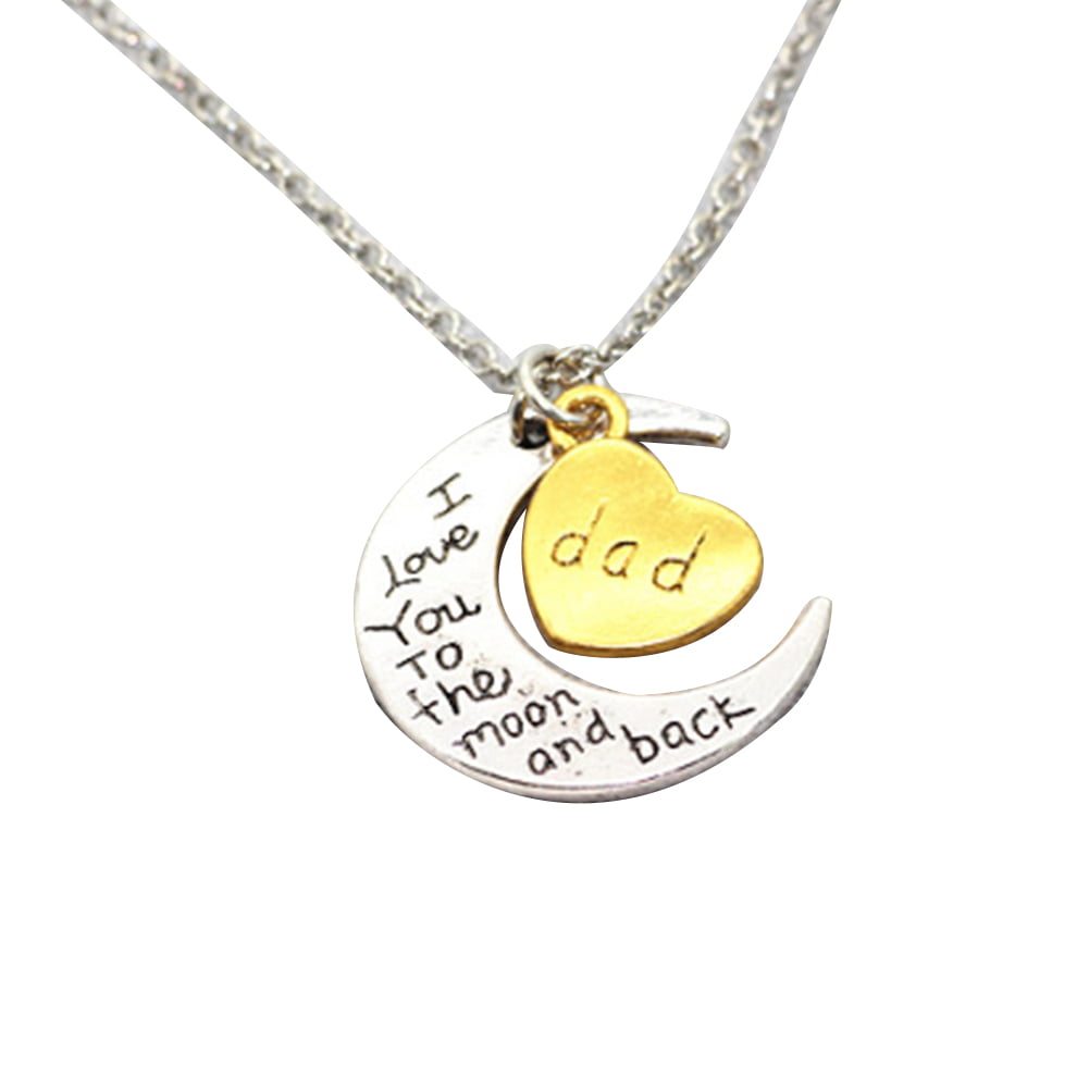 "I Love You to the moon and back" nickel safe alloy pendant on silver necklace 