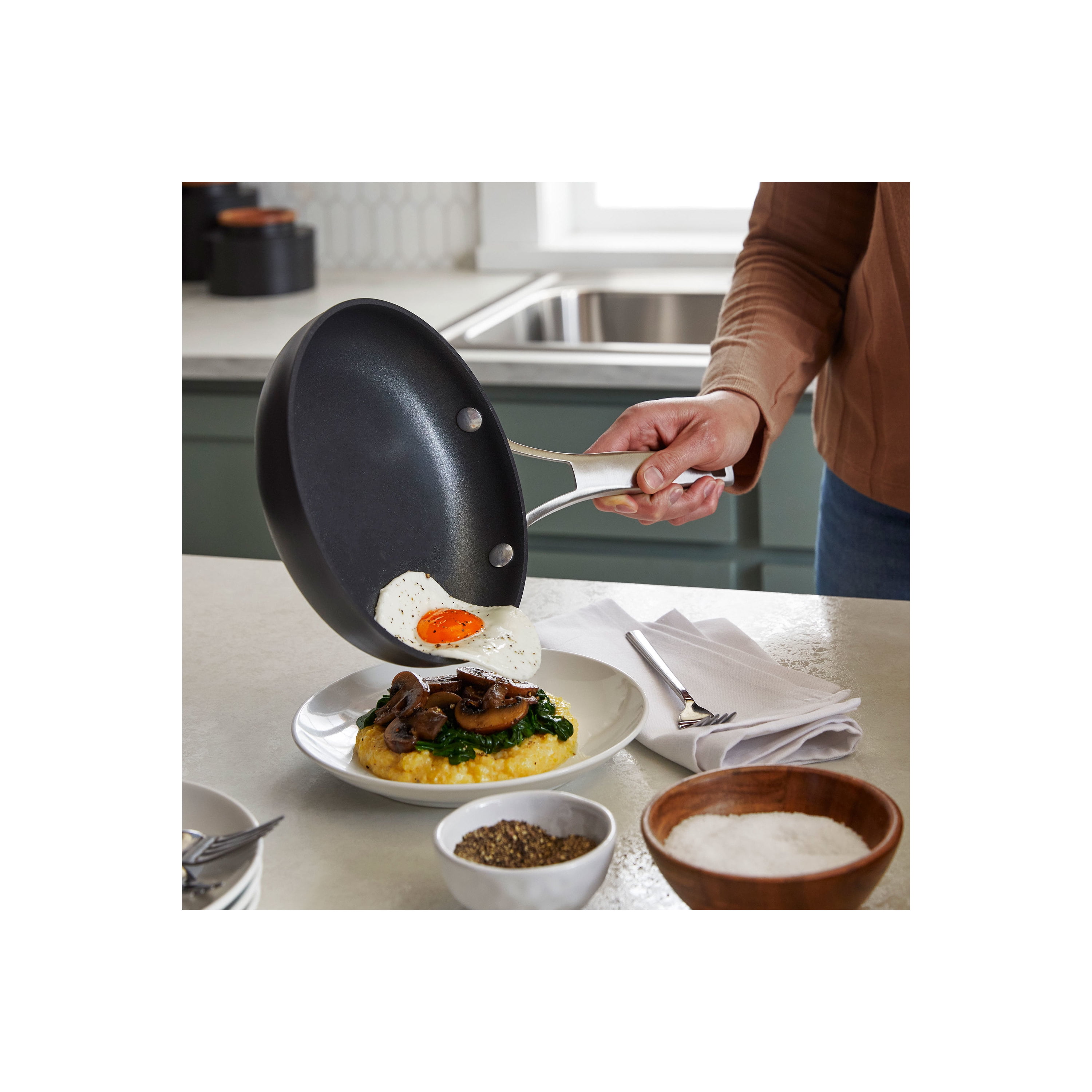 Calphalon Griddle Ribbed Frying Pan Nonstick 11 Square Hard-Anodized Grill