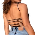 thumbnail image 3 of Women Summer Backless Bandage Cami Spaghetti Strap Cropped Top, 3 of 6