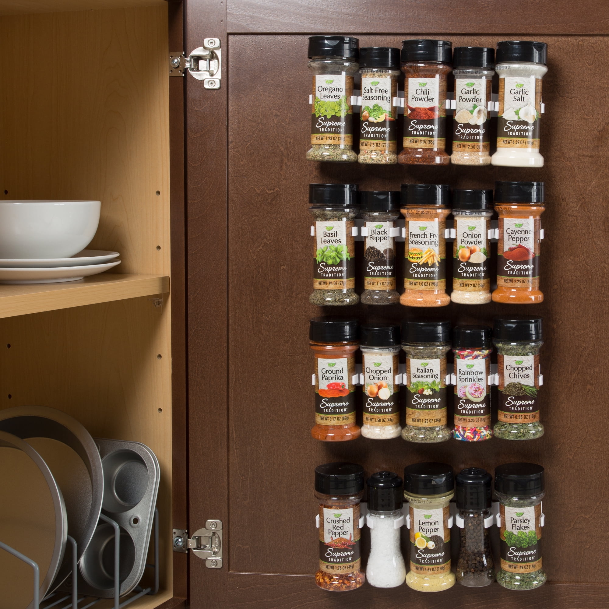20 Clips Kitchen Chip Spice Jar Rack Storage Holder Cupboard Door Cabinet Wall 