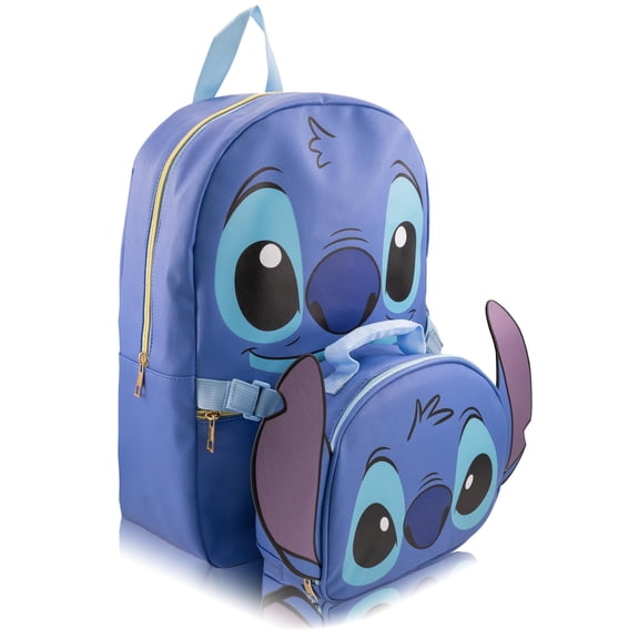 Disney Stitch Backpack With Lunch Box for Girls Stitch Insulated Lunch Bag Lunch Box for Girls, Boys, Toddlers Stitch Blue Backpack for School and Reusable Lunchbox