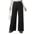 thumbnail image 4 of YDFCWXW Women's Elastic Waist Jeans High Wasited Wide Leg Baggy Denim Pants Fall Outfits Fashion Clothes 2025 (Black, XL), 4 of 6