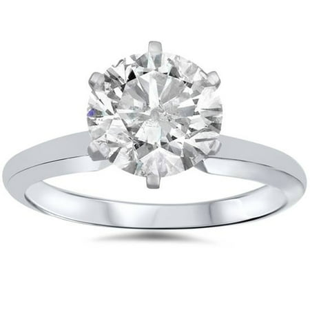 Pompeii 14k White Gold 1 1/2 Carat Diamond Round Solitaire Engagement Ring ((D),I(1))