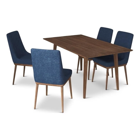 Andrea Modern Solid Wood Walnut Kitchen & Dining Room Table and Chairs for 4