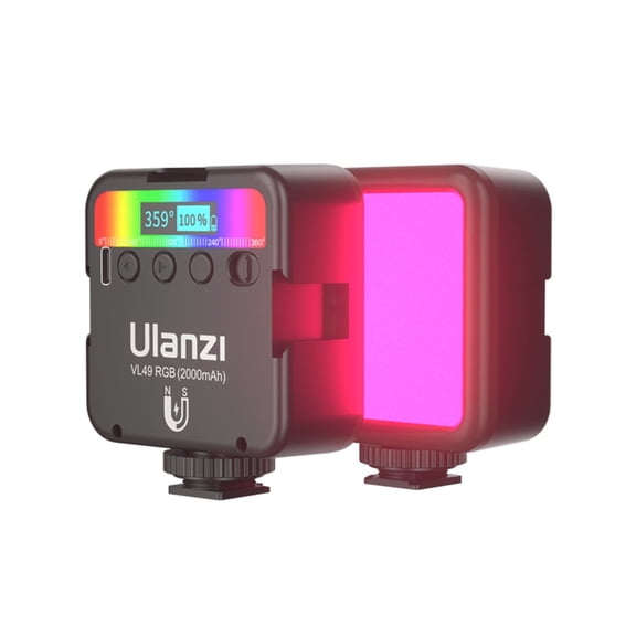 Ulanzi VL49 Mini RGB LED Video Light, 2700K–9000K On-Camera Fill Light with Magnetic Mount & Cold Shoe, Portable Lighting for Vlogging & Photography