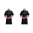 thumbnail image 3 of Cateissary Uniforme de Chef, delantal de cocina de verano de manga corta con bolsillos delanteros, camisas de costura cómodas para hombres para Type5 NO5, 3 of 6