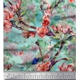 thumbnail image 1 of Soimoi Blue Rayon Crepe Fabric Insect,Peach & Pink Floral Print Fabric by The Yard 46 Inch Wide, 1 of 1