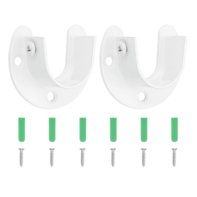 Soporte de barra de armario Uxcell, 2 piezas de soporte de armario con brida en forma de U de acero inoxidable para barra de 25 mm de diámetro, blanco