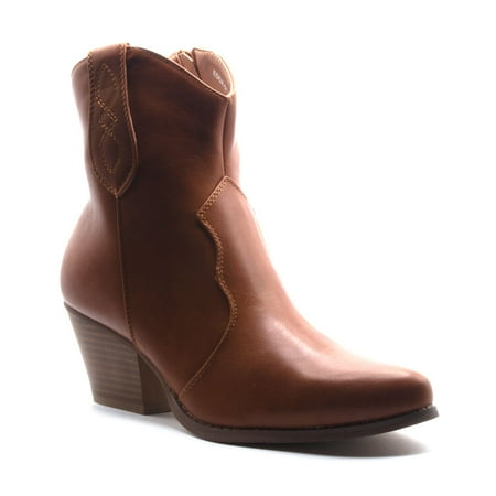 

Women s Ankle High Boho Chic Bootie Western Cowboy Dress Boots Tan 6.5
