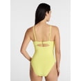 thumbnail image 3 of Time and Tru Women's and Women's Plus Ribbed Plunge One Piece Swimsuit, Sizes XS-3X, 3 of 5