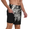 thumbnail image 2 of Yiaed Ink Style Bald Eagle Print Mens Swim Trunks Bathing Suit Compression Liner Beach Swim Shorts Swimwear Quick Dry Zipper Pocket No-Chafing Board Short-Large, 2 of 6