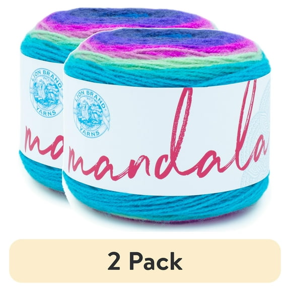 (2 pack) Lion Brand Yarn Mandala Troll Self-Striping Light Acrylic Multi-color Yarn