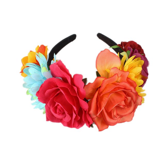 Diadema creativa de estilo europeo y americano para novia, accesorio para el cabello con flores rosas, para fiesta de Halloween