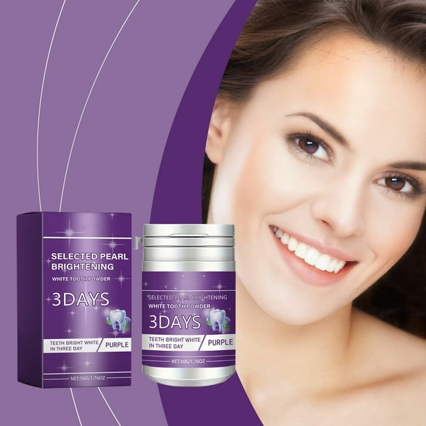 Polvo blanqueador de dientes, limpieza básica, eliminación instantánea de manchas, 50 g de polvo dental con protector bucal.