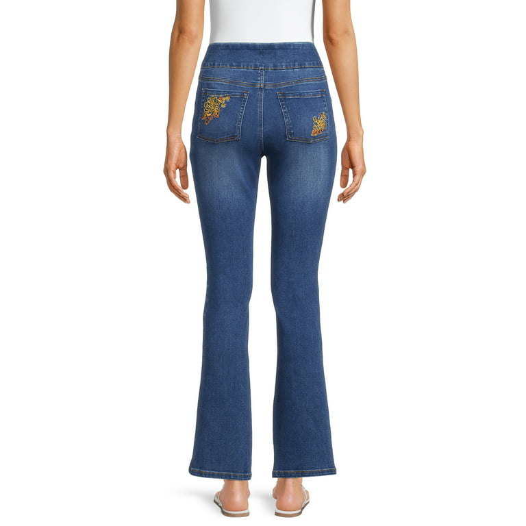 The Pioneer Woman Embroidered Pull-On Bootcut Jeans, Women's 