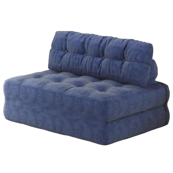 Folding Sofa Bed with Pillow - Convertible Sleeper Chair, Foldable Mattress with Back Support, Blue