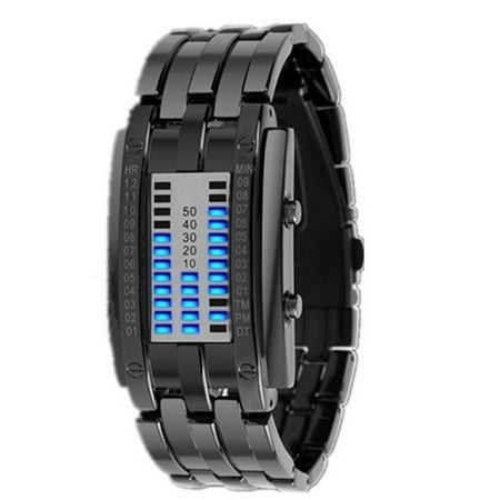 Waterproof Plating Watch Luxury Stainless Steel Binary Luminous LED Electronic Display (10 Best Luxury Watches)