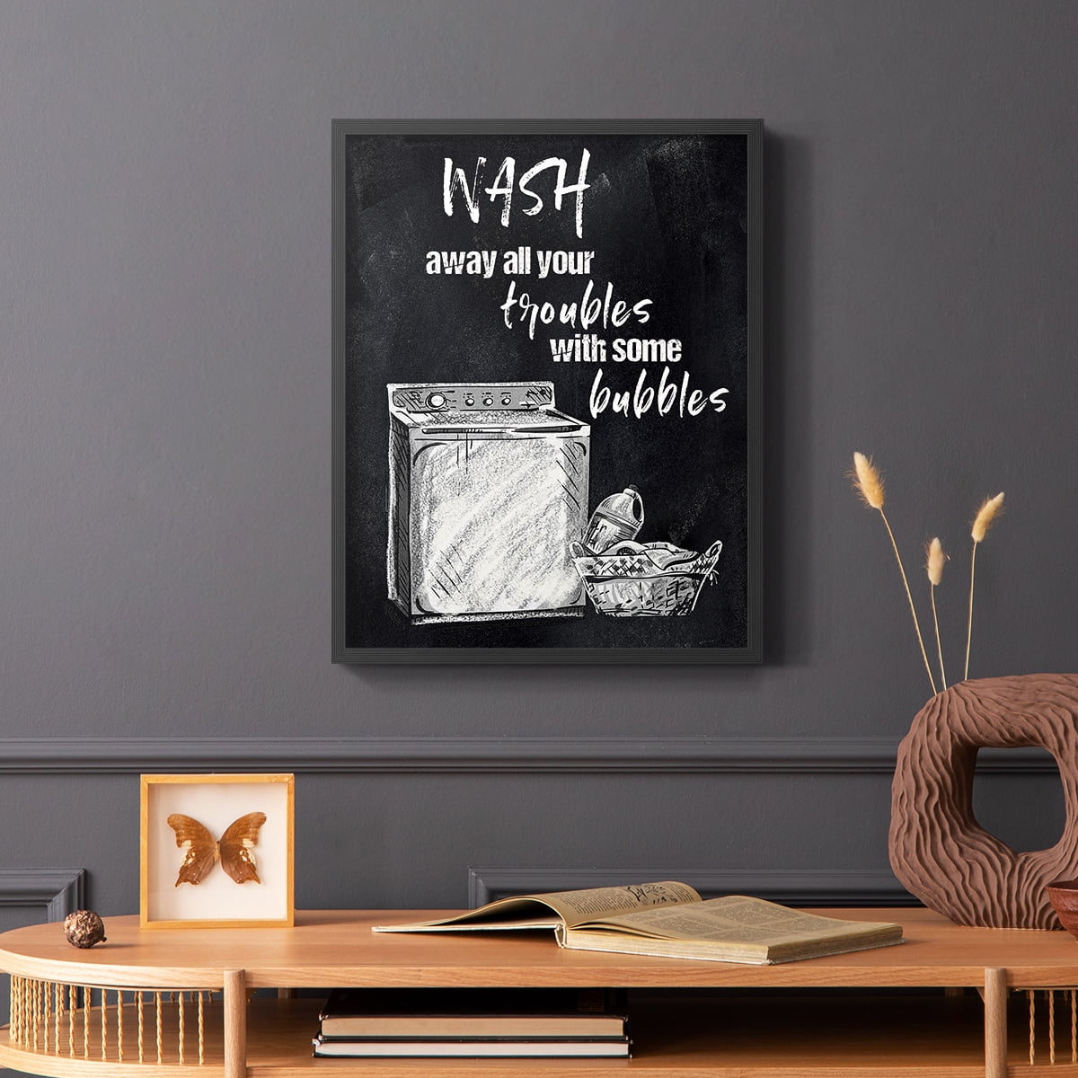 Wash Away Your Troubles Framed Print in Black Solid Wood 16 x 20 Framed Print