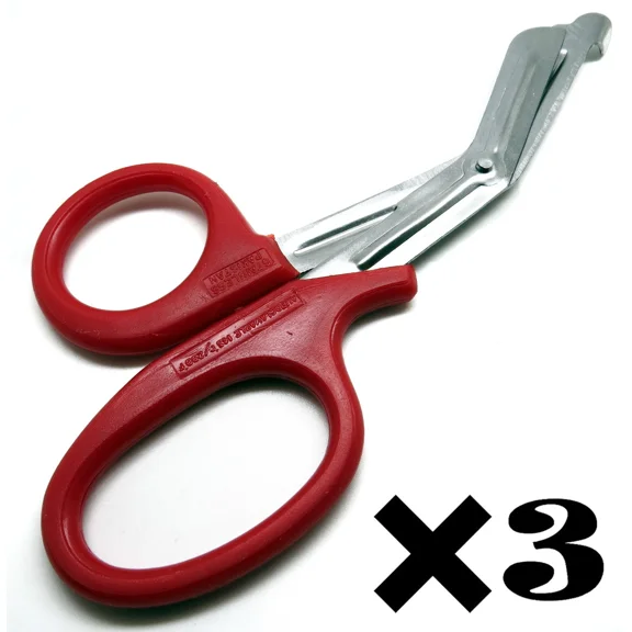 3 Pcs New Red Utility Scissors 7.25" Multi-Purpose Diy Ems Emt Shears Tools