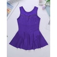 thumbnail image 3 of Fldy Kids Girls Rhinestone Mesh Splice Ballet Leotard Skirt Lyrical Dance Ice Skating Dress Violet 12, 3 of 7