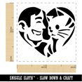 thumbnail image 2 of Man with Cat Kitten Pet in Heart Self-Inking Rubber Stamp Ink Stamper - Sky Blue Ink - Small 1 Inch, 2 of 7