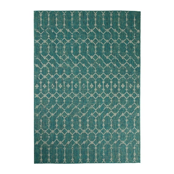 Furnish My Place Outdoor Collection Geometric Area Rug - 7 ft. 10 in. x 10 ft. Ocean, Bohemian Rug for Living Room, Garden, Water Proof Carpet